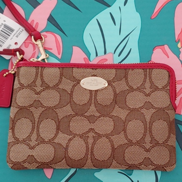 Coach Handbags - NWT AUTHENTIC COACH WRISTLET Brown/Tan/Red